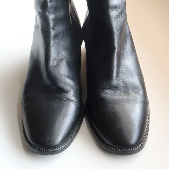 Bandolino Calabash Black Leather Half Calf Block Heel Boots Size 10 - Picture 14 of 15